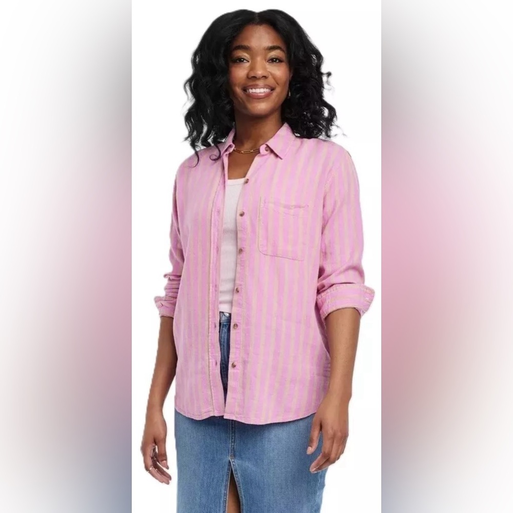 Universal Thread Linen Striped Button Down Shirt